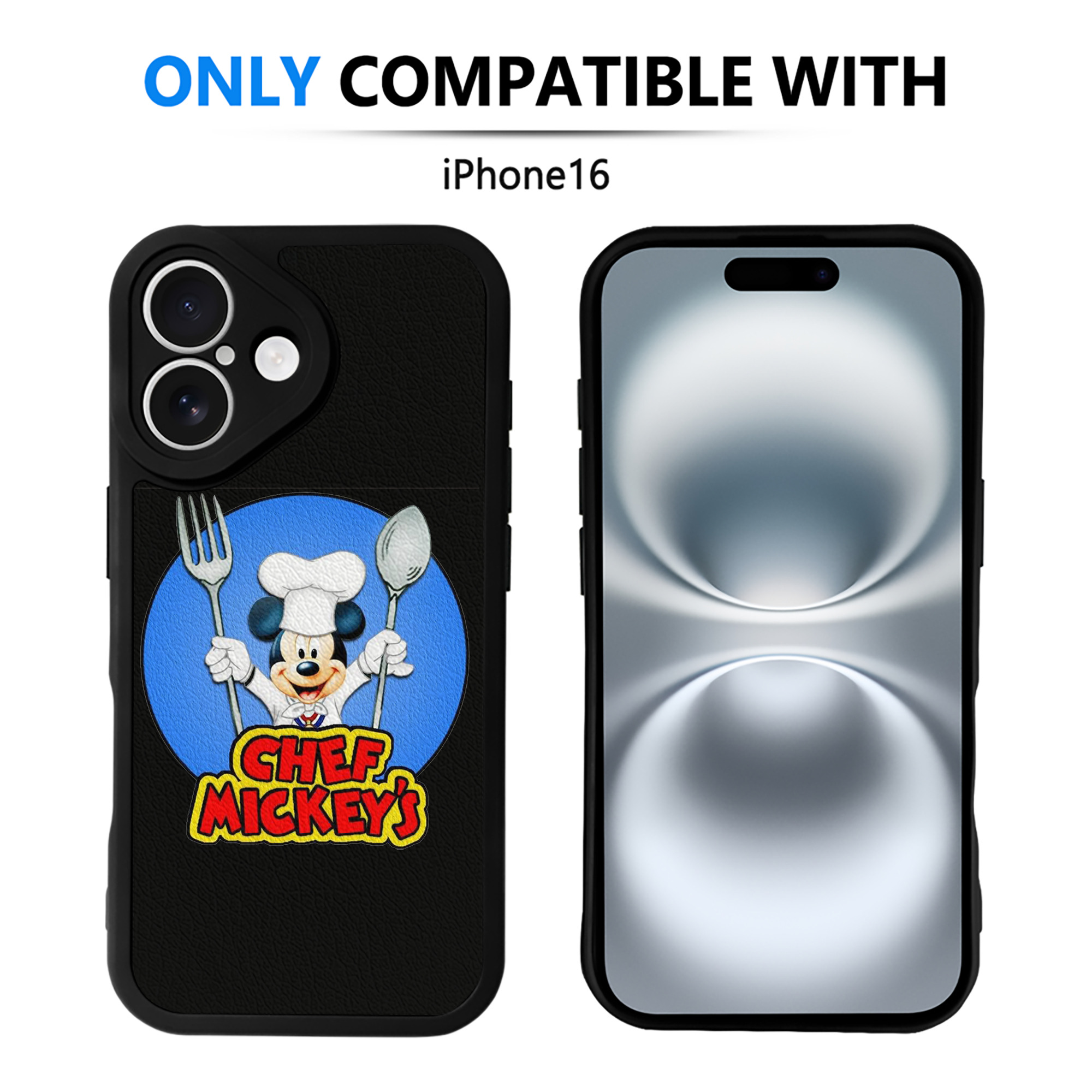 （画像用） ミッキーマウス Mickey Mouse 【iPhone 16シリーズ対応】シリコンスマホケース（レザー調） 材質：シリコン